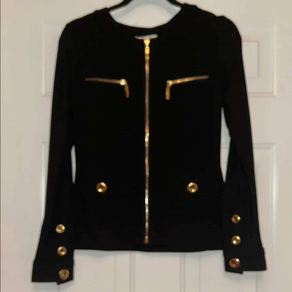 Beyond Travel Jacket XS Full-Zip Black Gold Stretch Blazer Professional Career